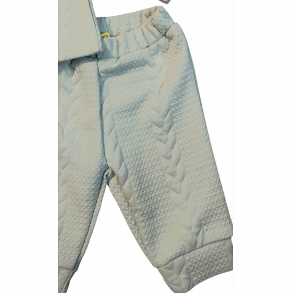 NWT Kids Shein 2 Pc Cable Knit Pajamas in Mint Green ~sz 3-6M